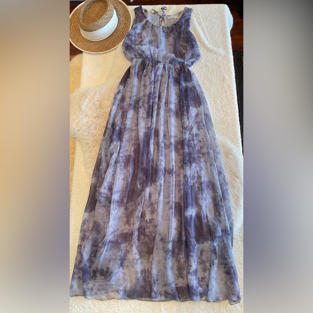Chic Mottled Lilac and Plum Flowy Maxi Dress